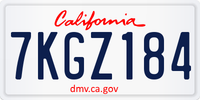 CA license plate 7KGZ184