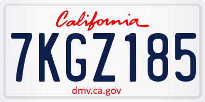 CA license plate 7KGZ185