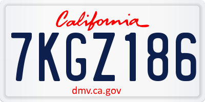 CA license plate 7KGZ186