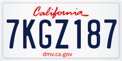 CA license plate 7KGZ187