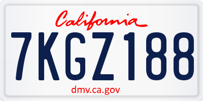 CA license plate 7KGZ188