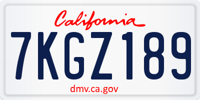 CA license plate 7KGZ189