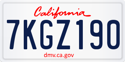 CA license plate 7KGZ190