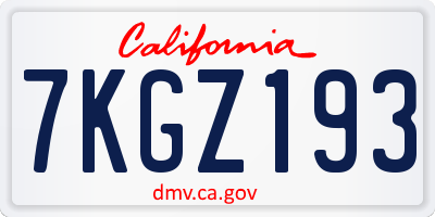 CA license plate 7KGZ193