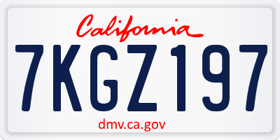 CA license plate 7KGZ197