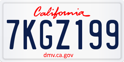 CA license plate 7KGZ199