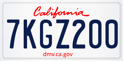 CA license plate 7KGZ200