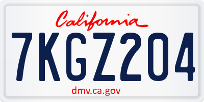 CA license plate 7KGZ204