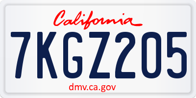 CA license plate 7KGZ205