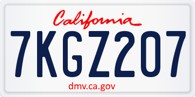 CA license plate 7KGZ207