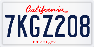 CA license plate 7KGZ208