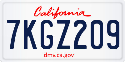 CA license plate 7KGZ209