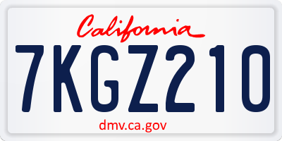 CA license plate 7KGZ210