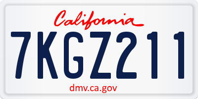 CA license plate 7KGZ211