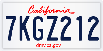 CA license plate 7KGZ212