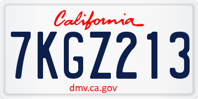 CA license plate 7KGZ213