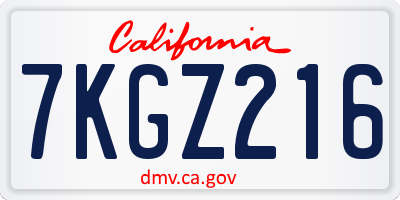 CA license plate 7KGZ216
