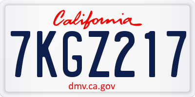 CA license plate 7KGZ217