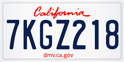 CA license plate 7KGZ218