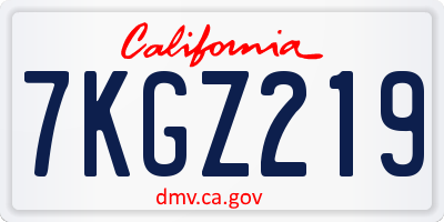 CA license plate 7KGZ219