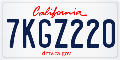 CA license plate 7KGZ220