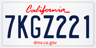 CA license plate 7KGZ221
