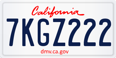 CA license plate 7KGZ222