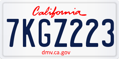 CA license plate 7KGZ223