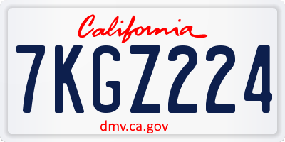 CA license plate 7KGZ224