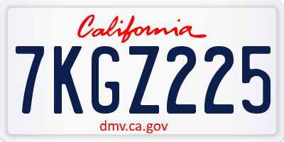 CA license plate 7KGZ225