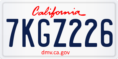 CA license plate 7KGZ226