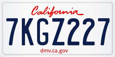 CA license plate 7KGZ227