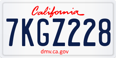 CA license plate 7KGZ228