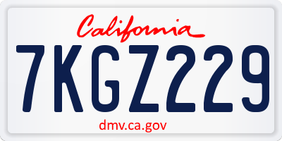 CA license plate 7KGZ229