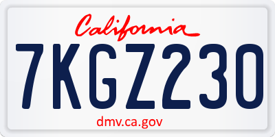 CA license plate 7KGZ230