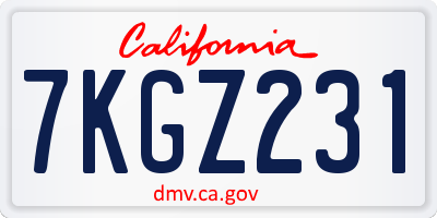 CA license plate 7KGZ231