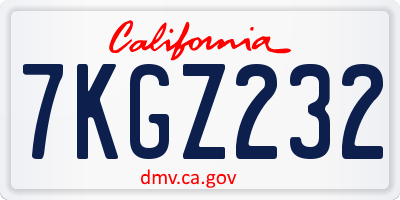 CA license plate 7KGZ232