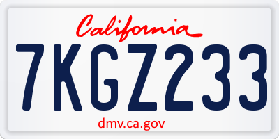 CA license plate 7KGZ233
