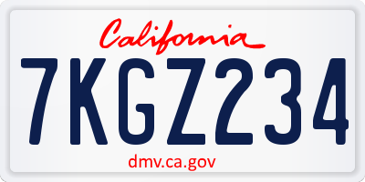 CA license plate 7KGZ234