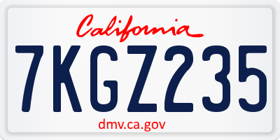 CA license plate 7KGZ235