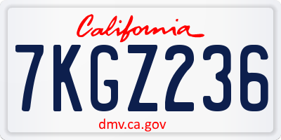 CA license plate 7KGZ236