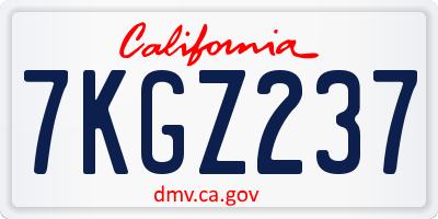 CA license plate 7KGZ237