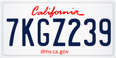 CA license plate 7KGZ239