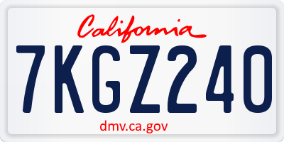 CA license plate 7KGZ240