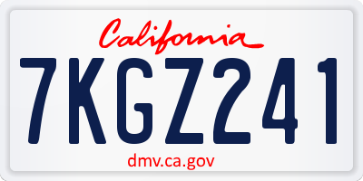 CA license plate 7KGZ241
