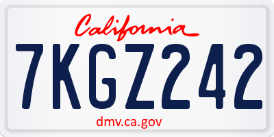 CA license plate 7KGZ242