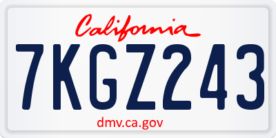CA license plate 7KGZ243