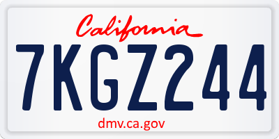 CA license plate 7KGZ244