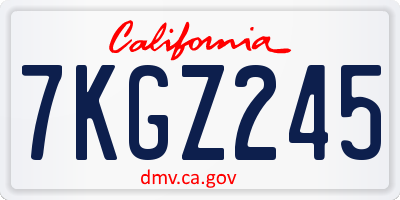 CA license plate 7KGZ245