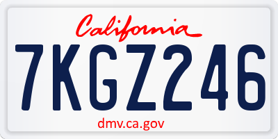 CA license plate 7KGZ246